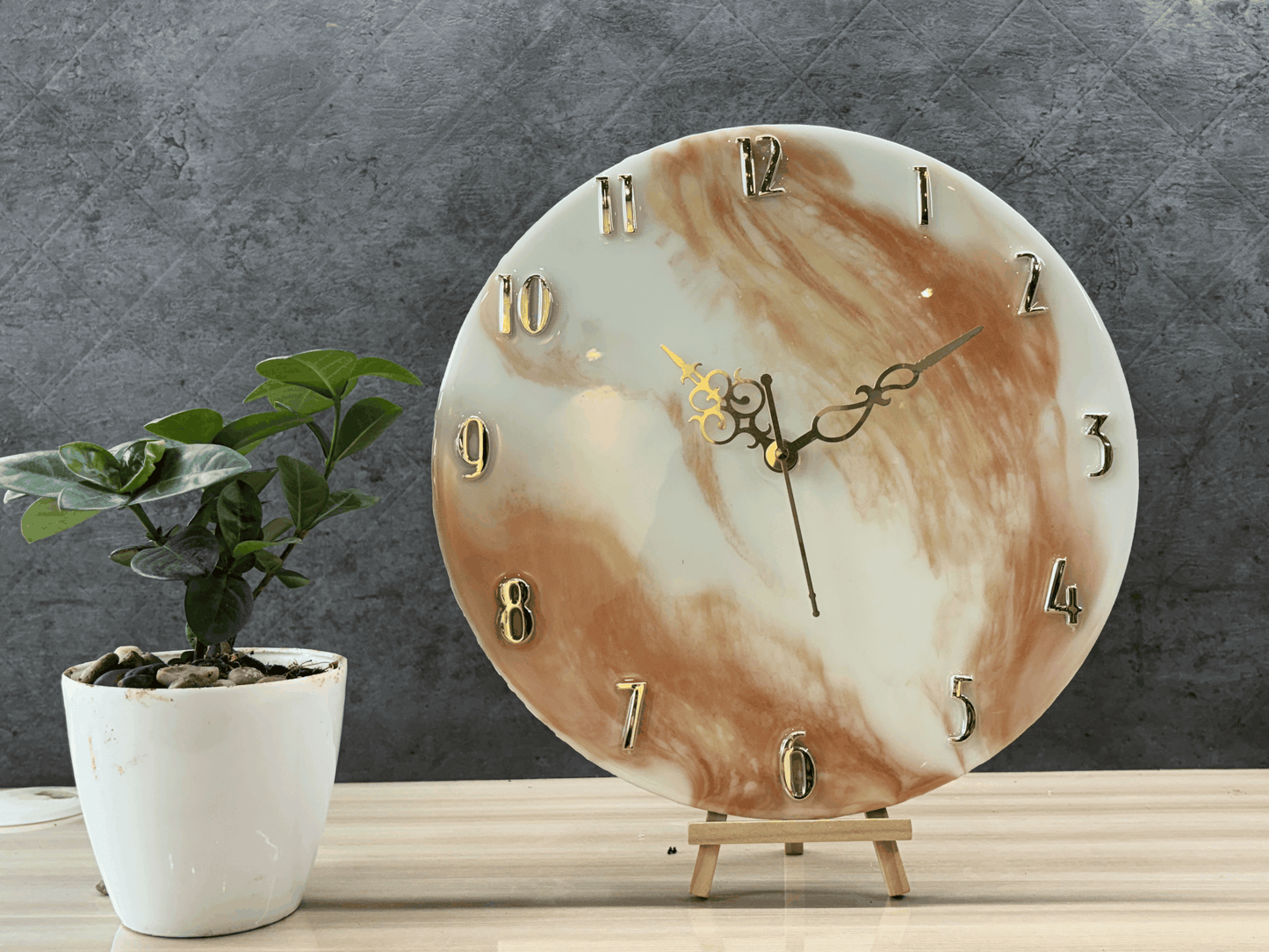 Resin Wave Clock - Orange & White