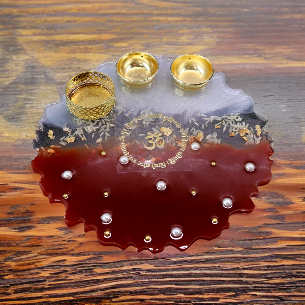 Resin Pooja Plate - Sindoor