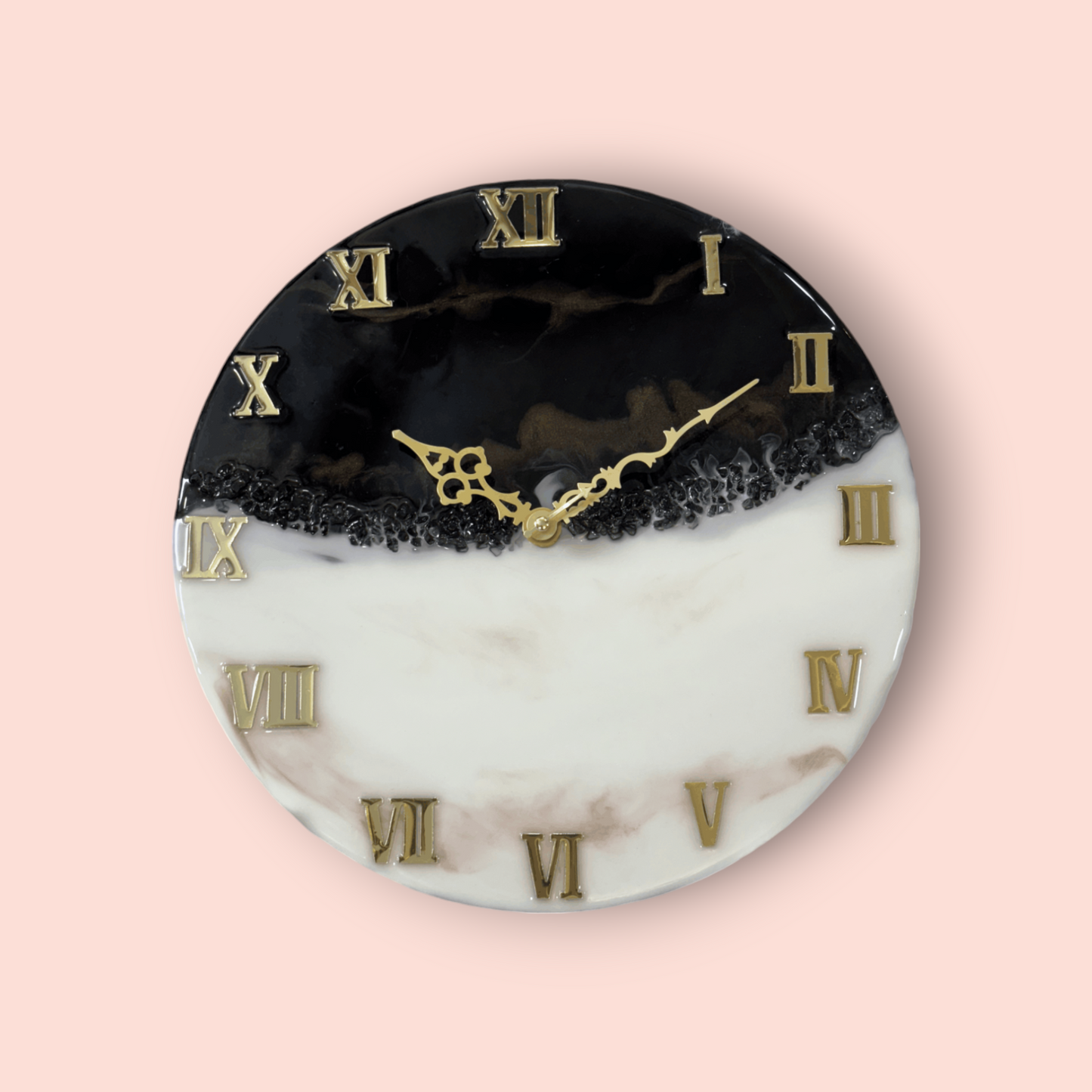 Resin Clock - Black & White