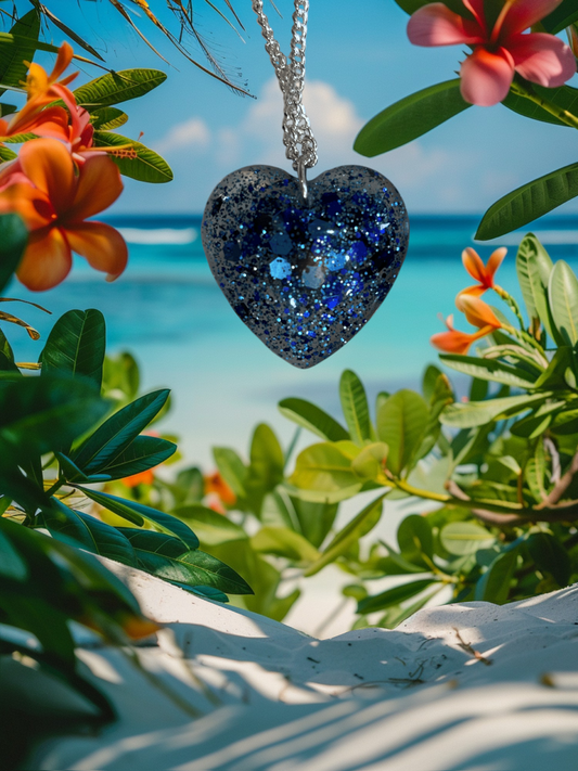 Resin Heart Pendant - Blue