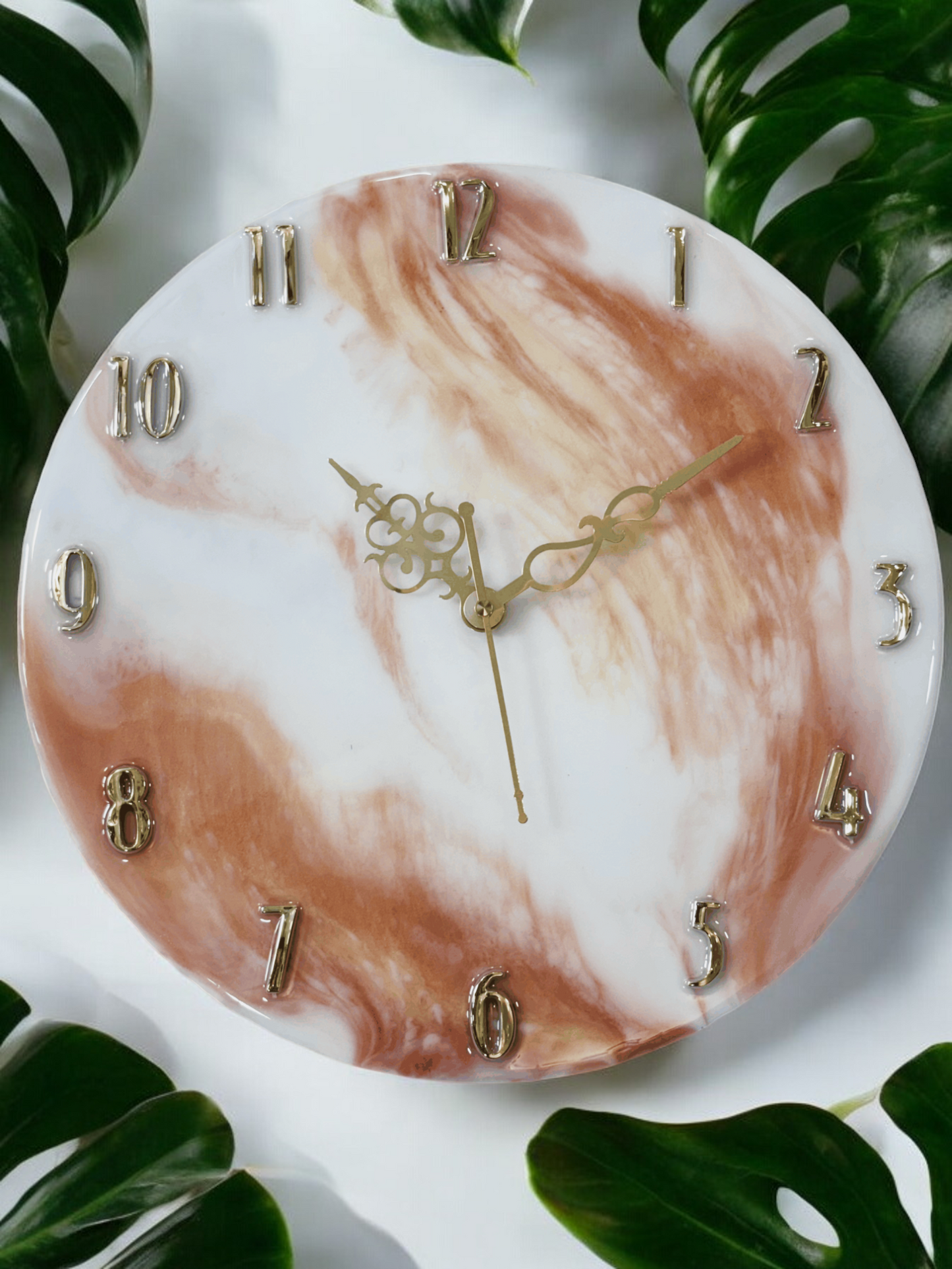 Resin Wave Clock - Orange & White