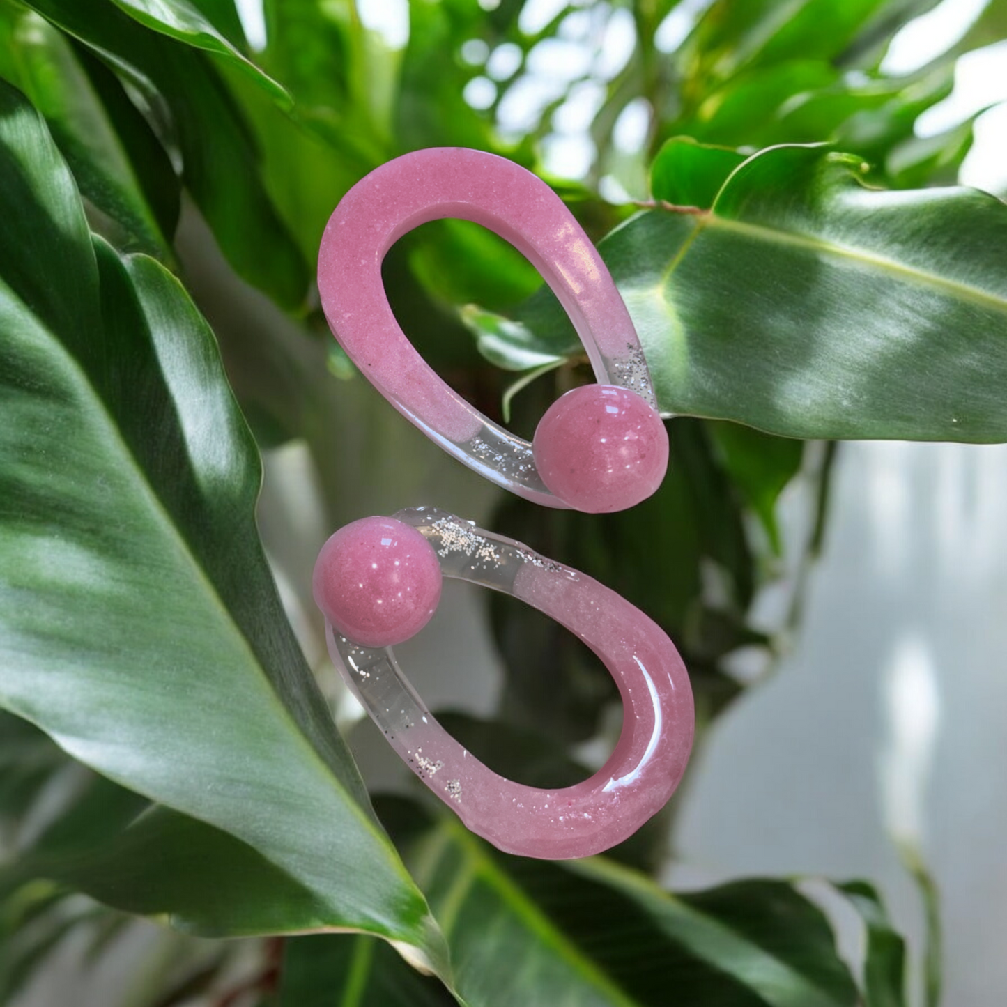 Resin Earrings - Pink & Transparent