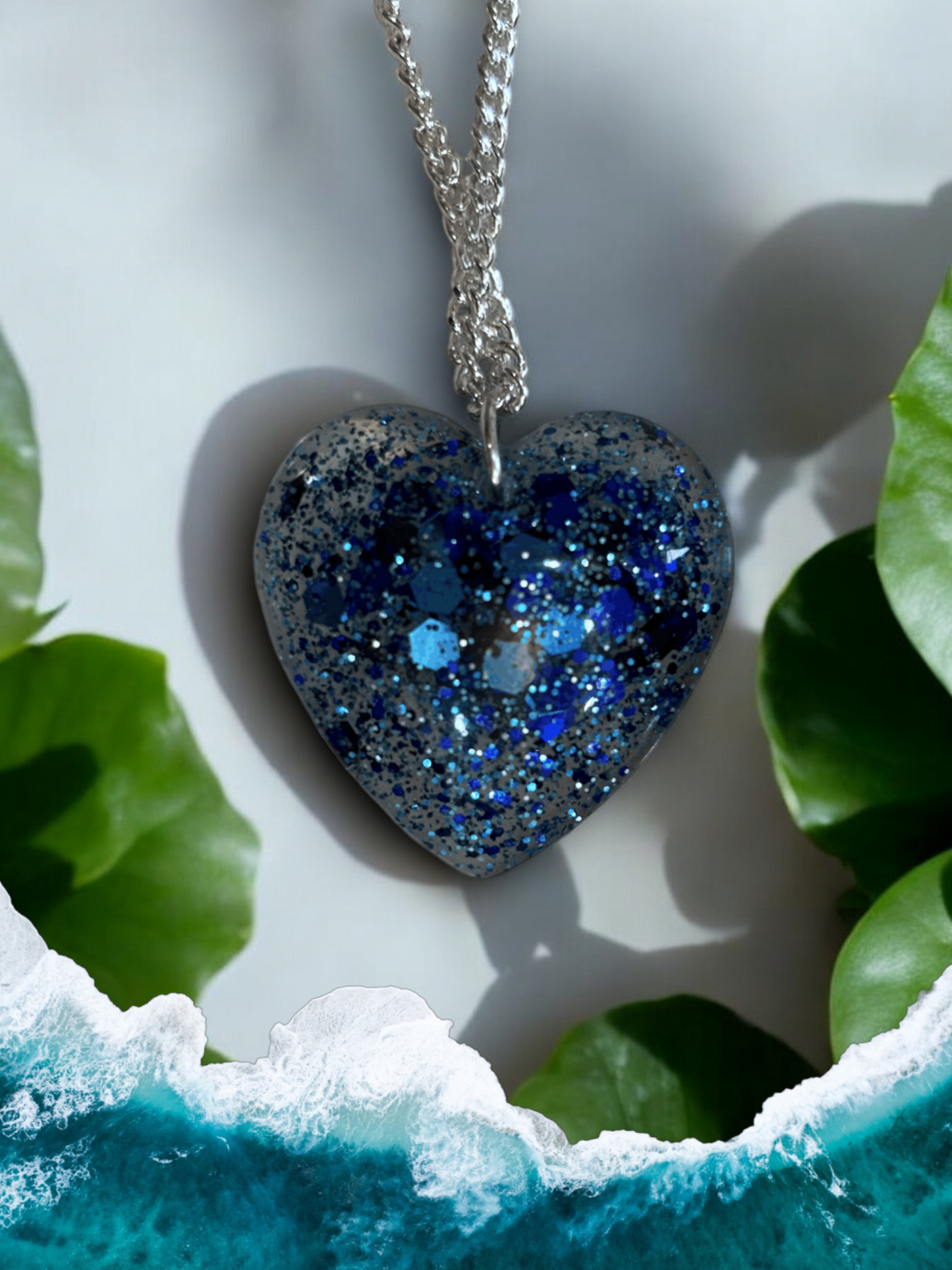 Resin Heart Pendant - Blue