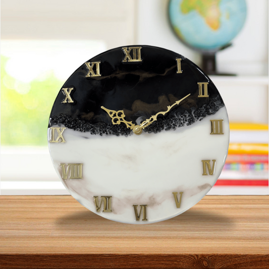 Resin Clock - Black & White