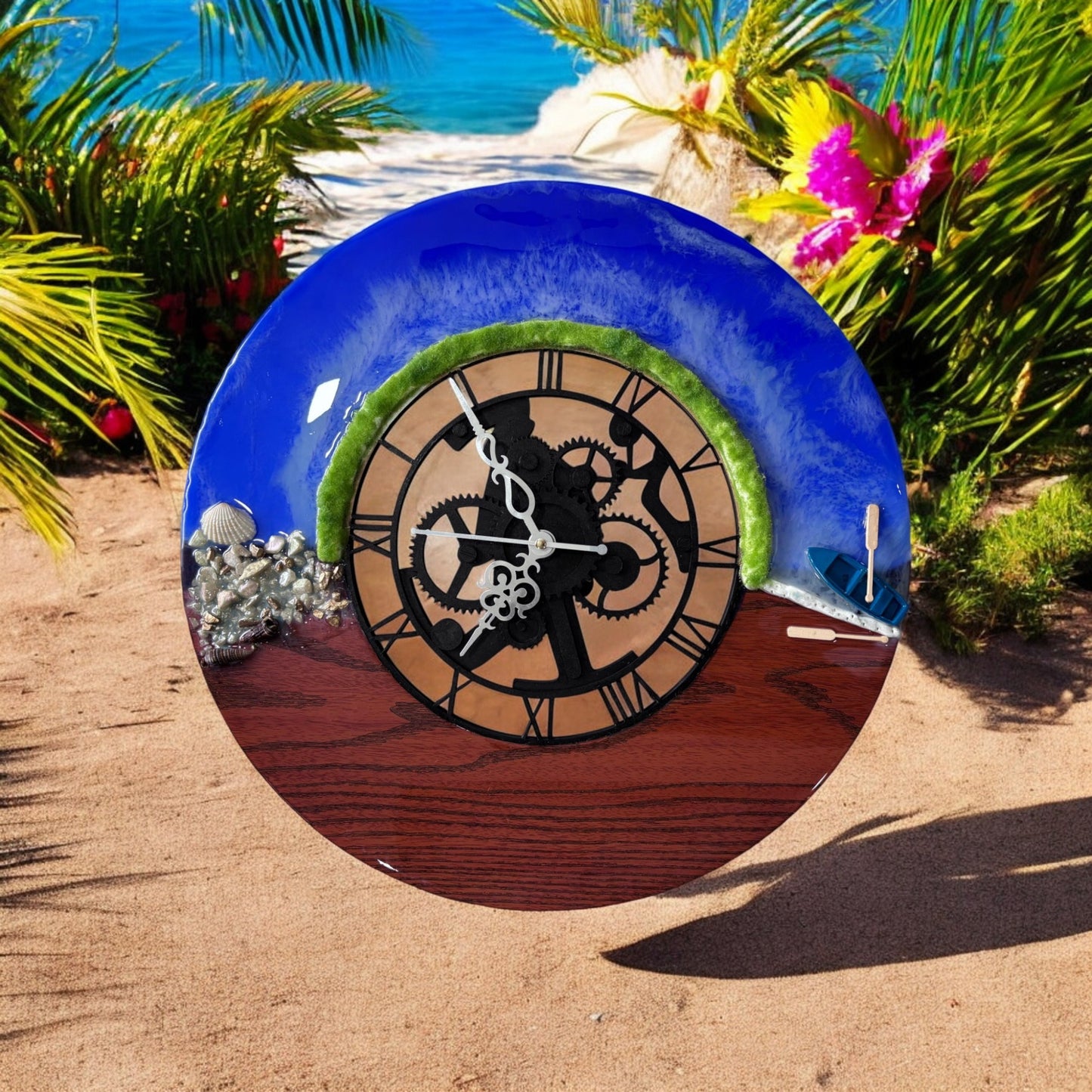 Resin Clock - Beach Wooden