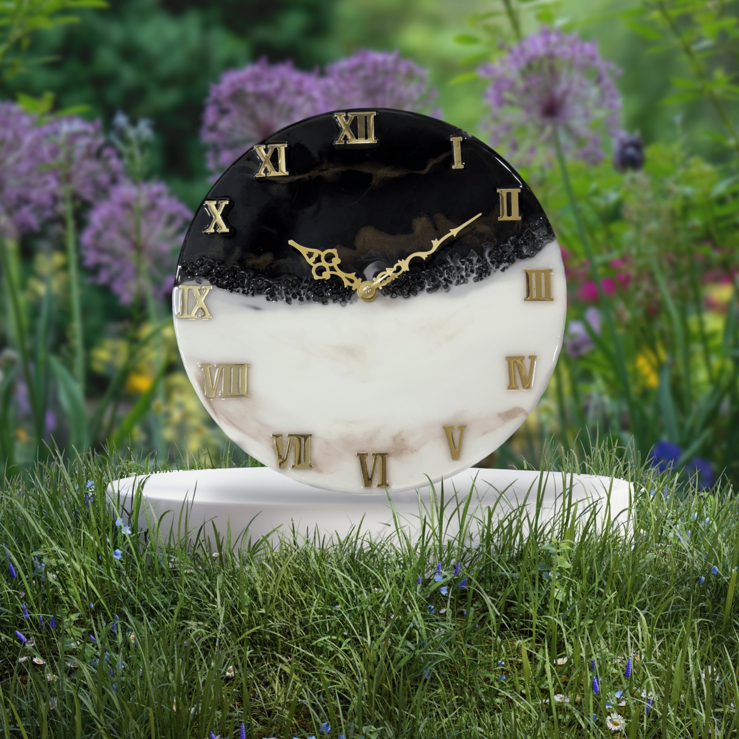 Resin Clock - Black & White