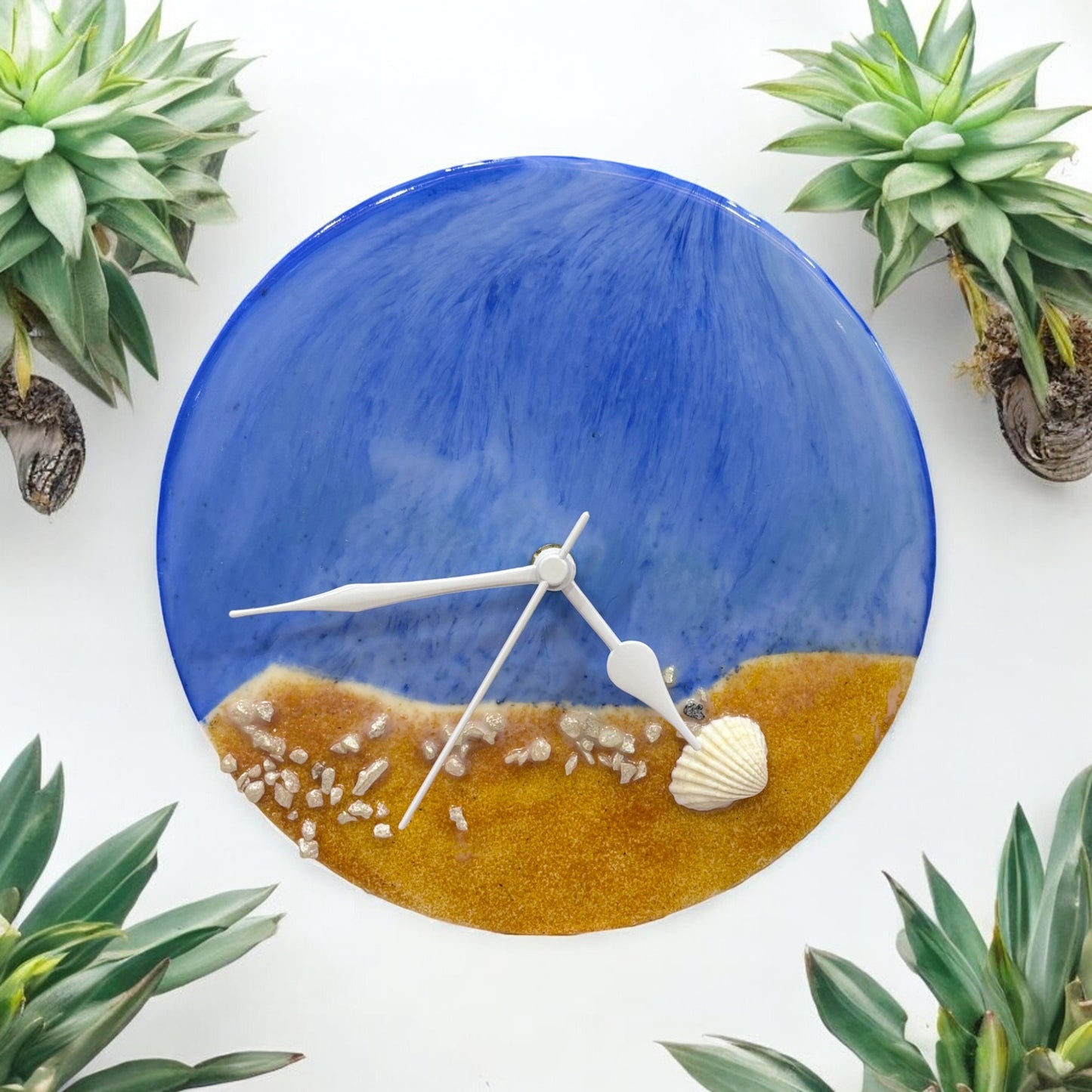 Resin Desk Clock - Blue Beach