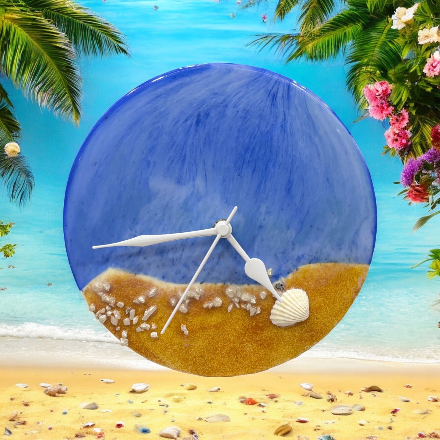 Resin Desk Clock - Blue Beach