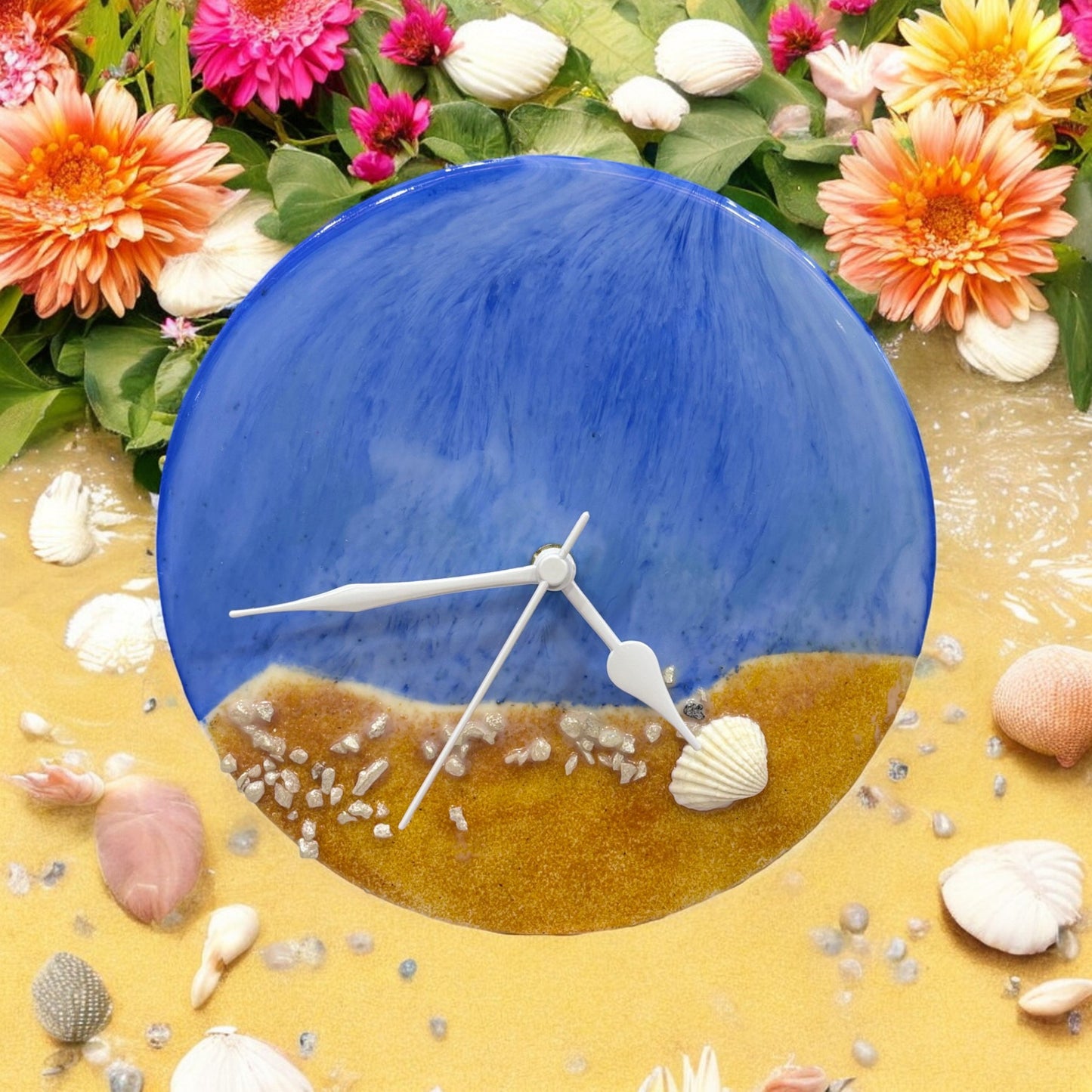 Resin Desk Clock - Blue Beach