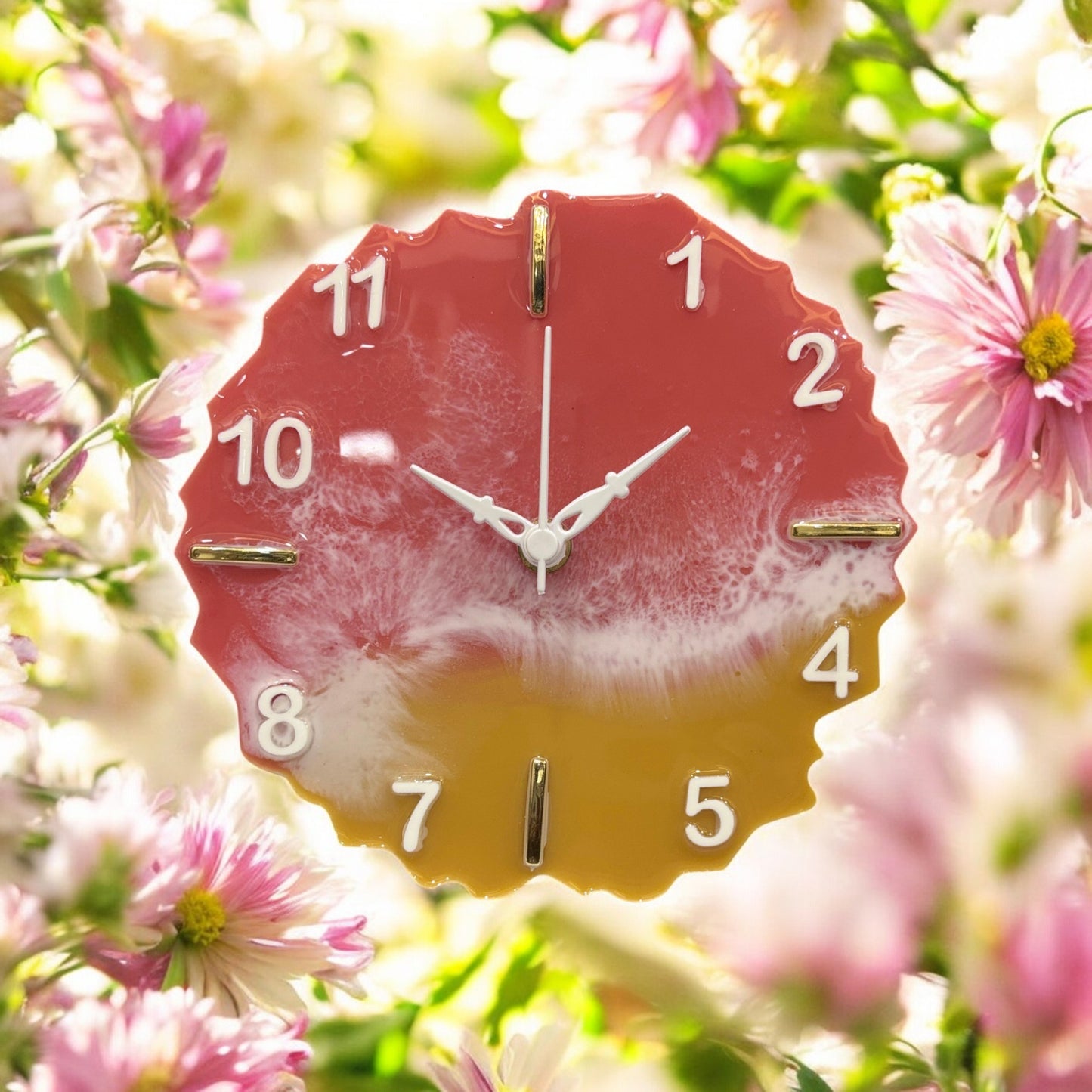 Resin Desk Clock - Red Beach