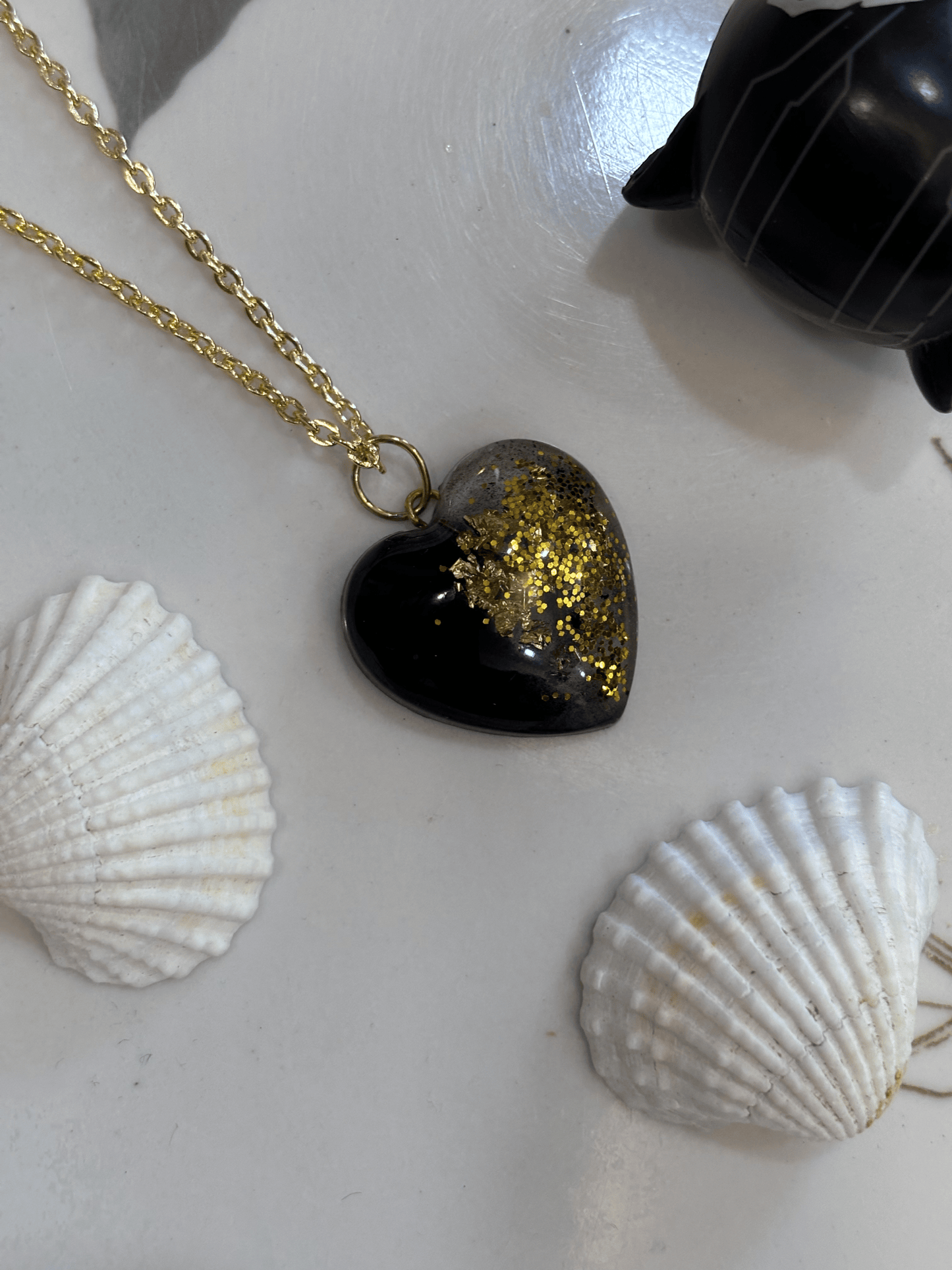 Resin Heart Pendant - Black