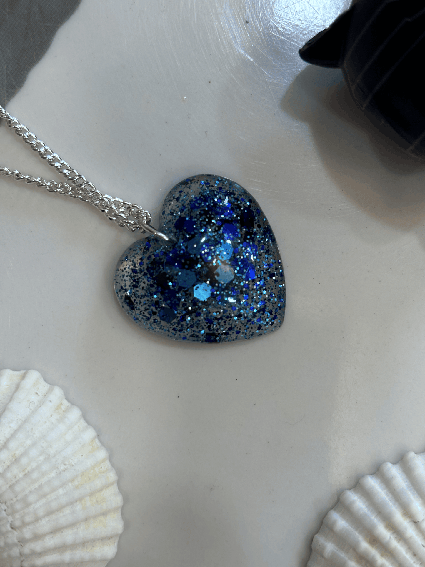 Resin Heart Pendant - Blue