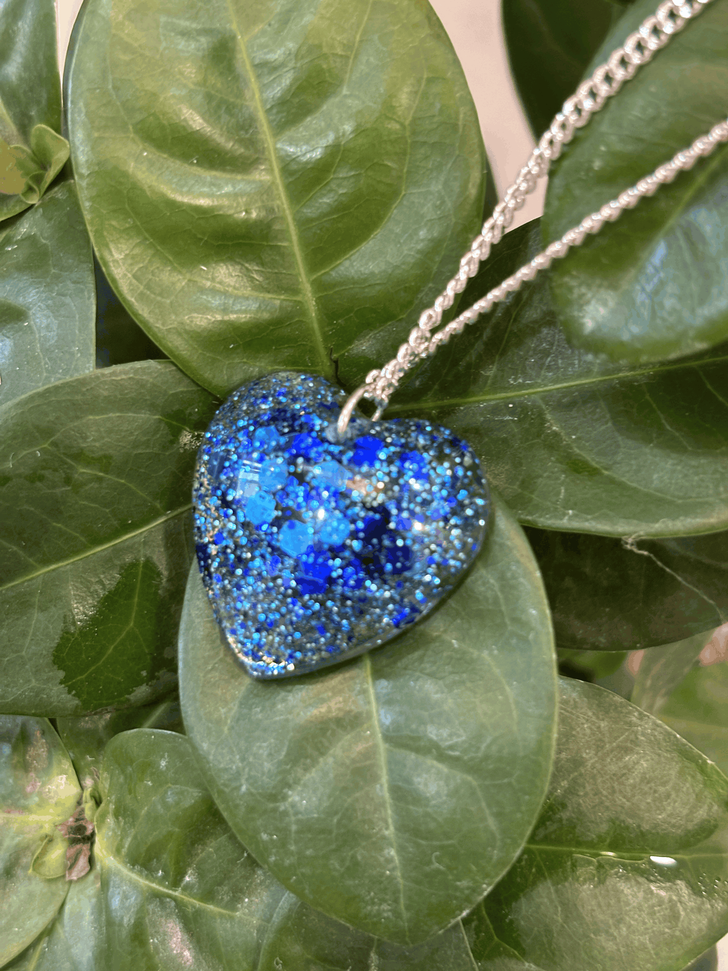 Resin Heart Pendant - Blue