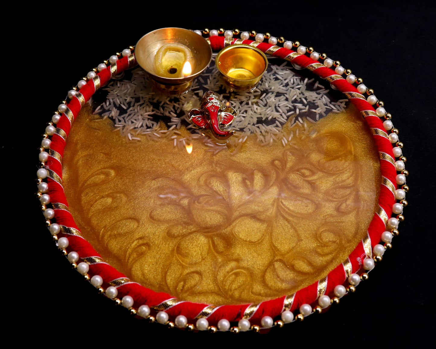 Resin Pooja Plate - Golden