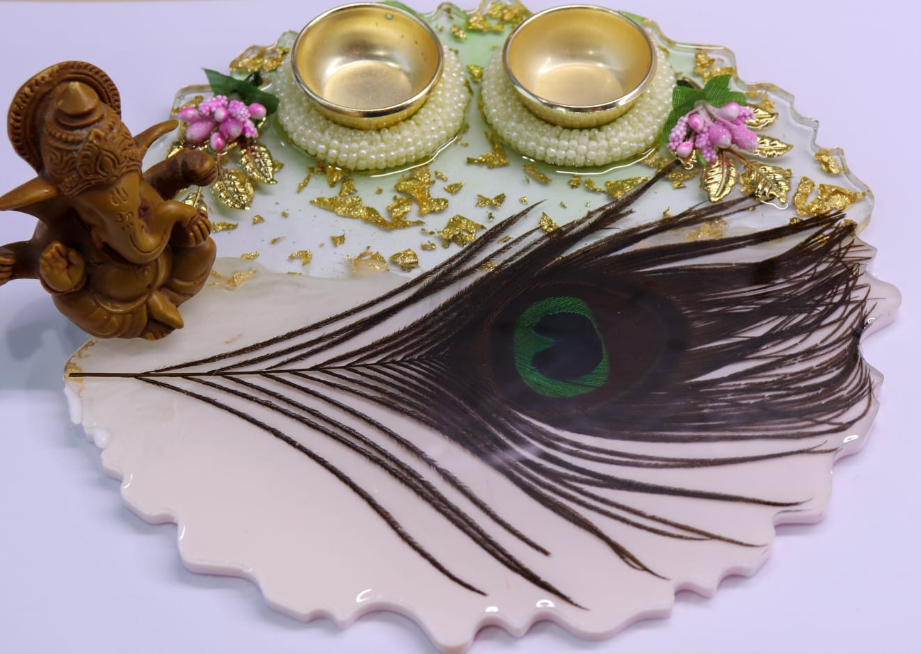 Resin Pooja Plate - Mor Pankh