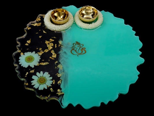 Resin Pooja Plate - Sea Green