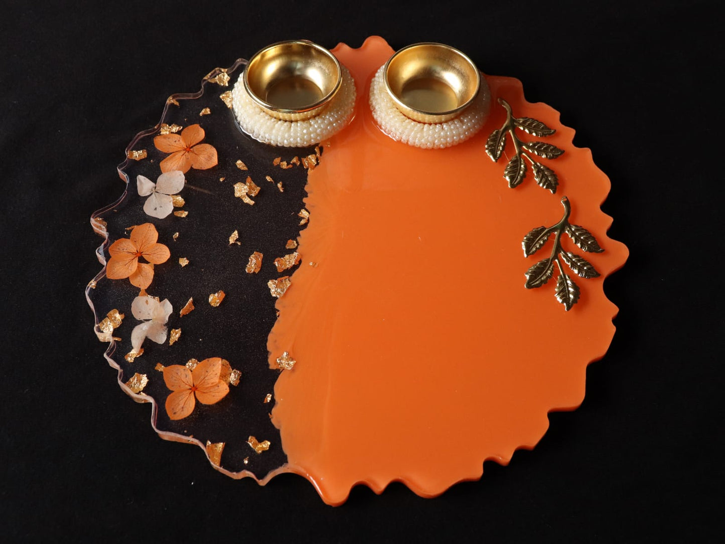 Resin Pooja Plate - Orange