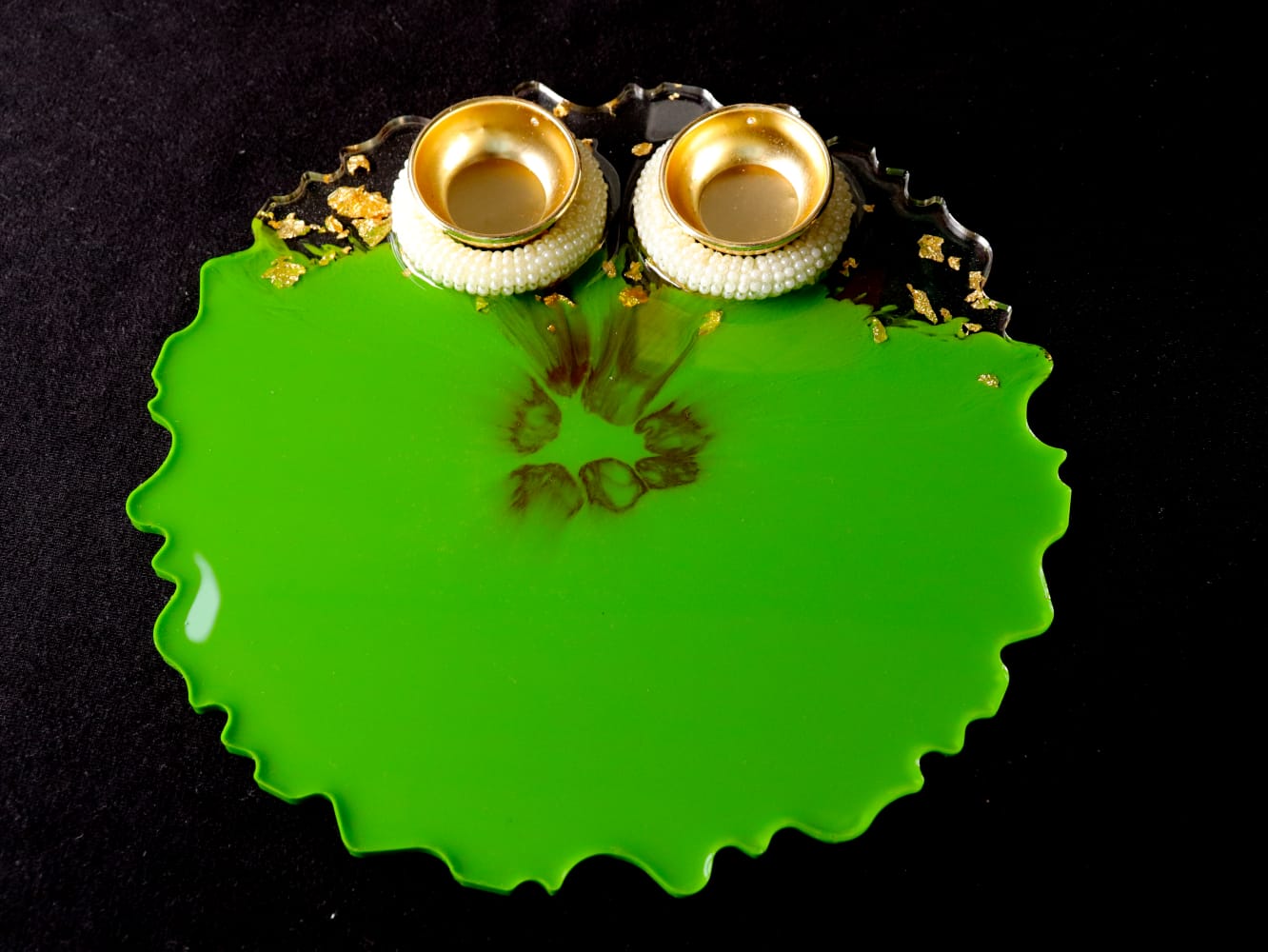 Resin Pooja Plate - Green