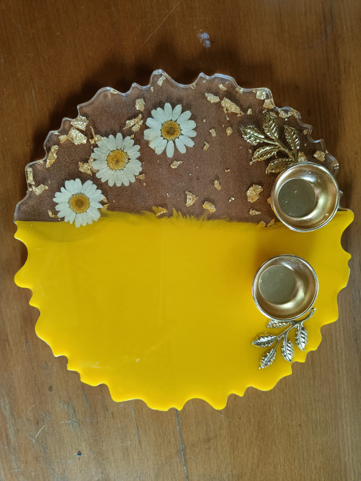 Resin Pooja Plate - Yellow