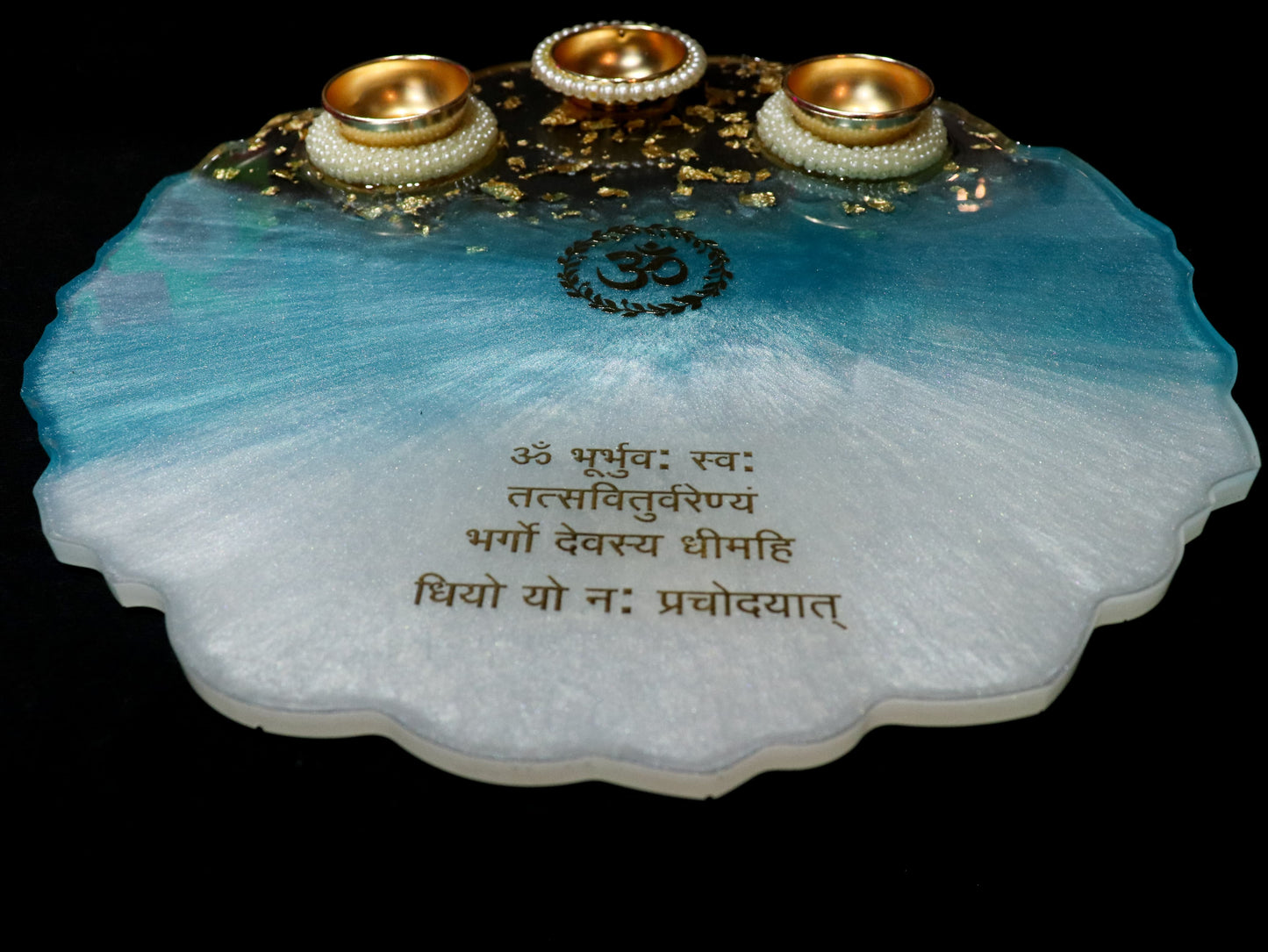 Resin Pooja Plate - Sky Blue