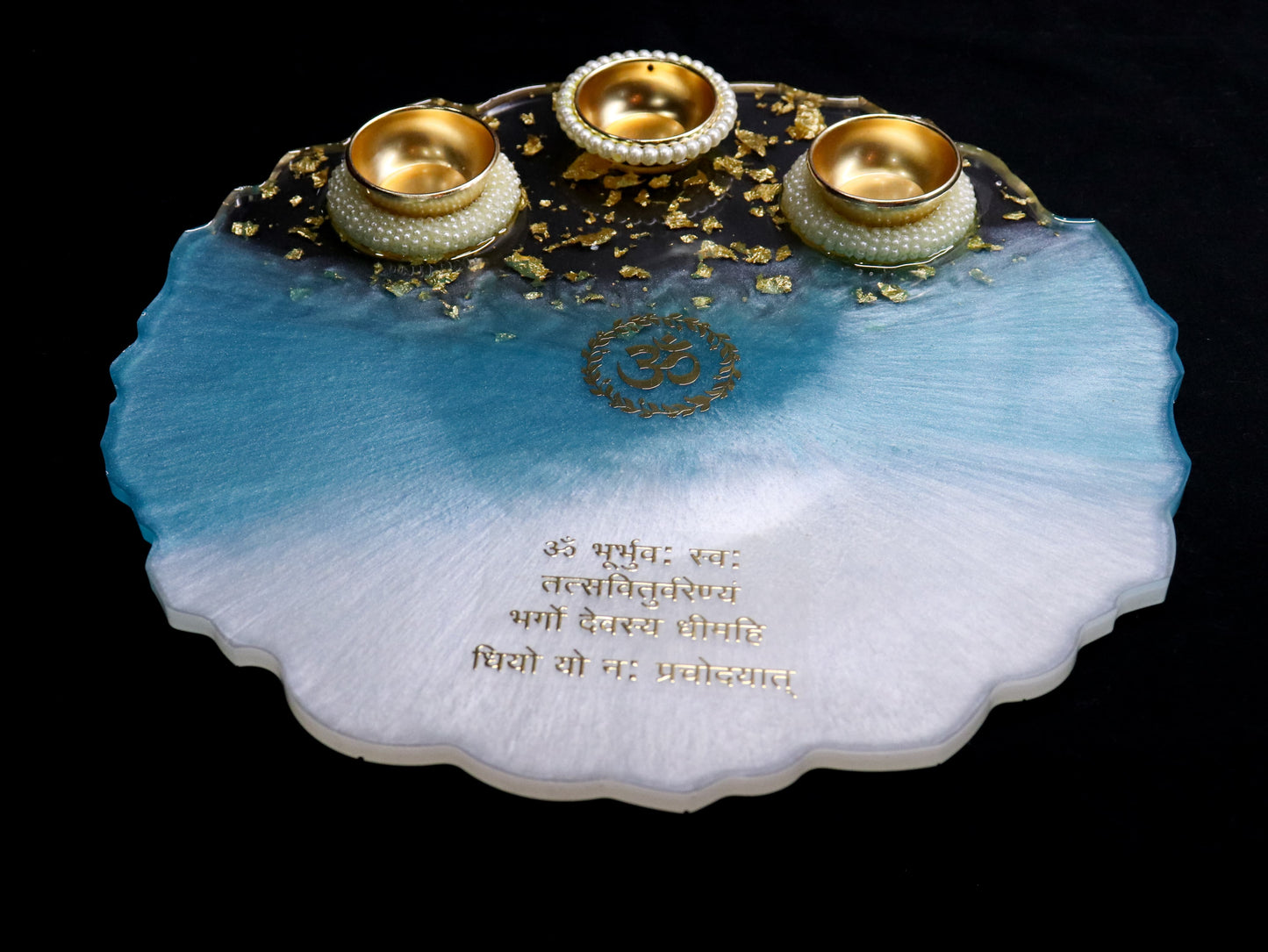 Resin Pooja Plate - Sky Blue