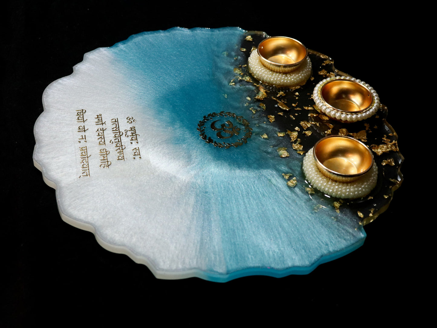 Resin Pooja Plate - Sky Blue