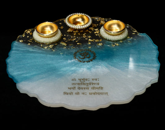 Resin Pooja Plate - Sky Blue