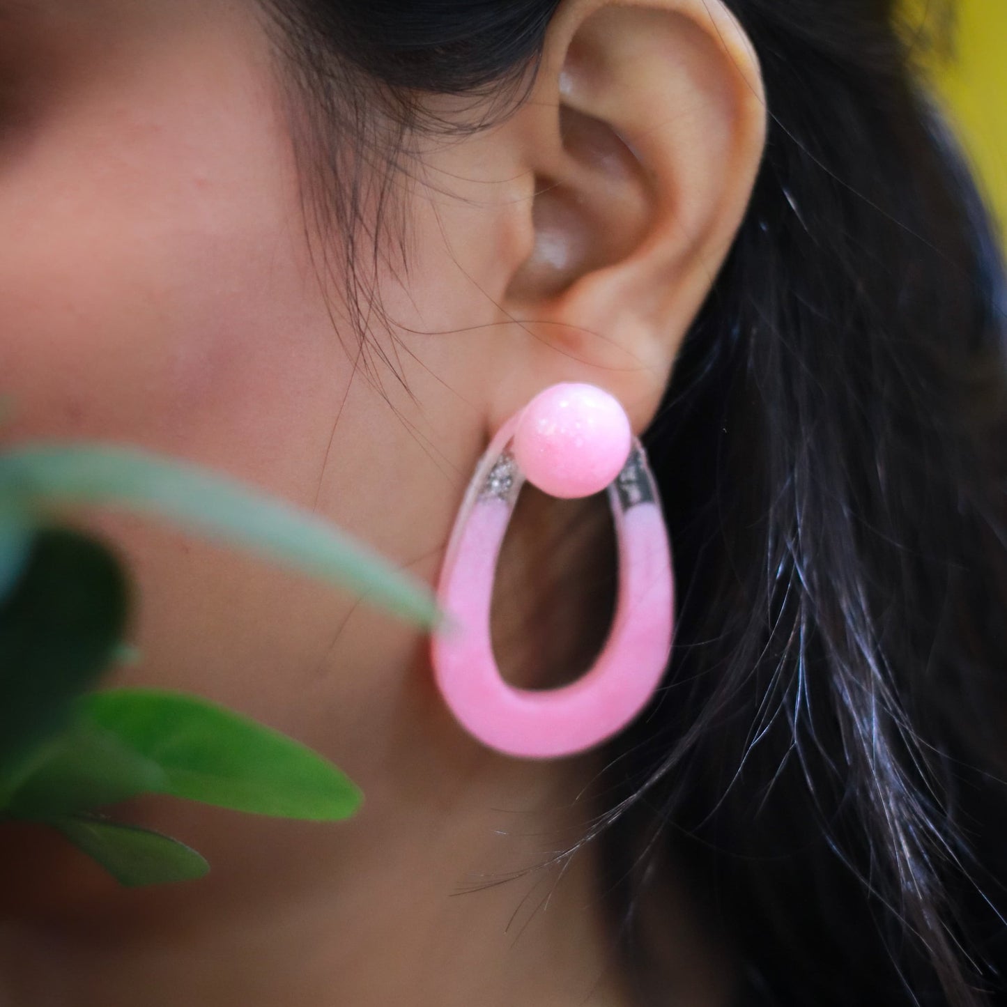 Resin Earrings - Pink & Transparent