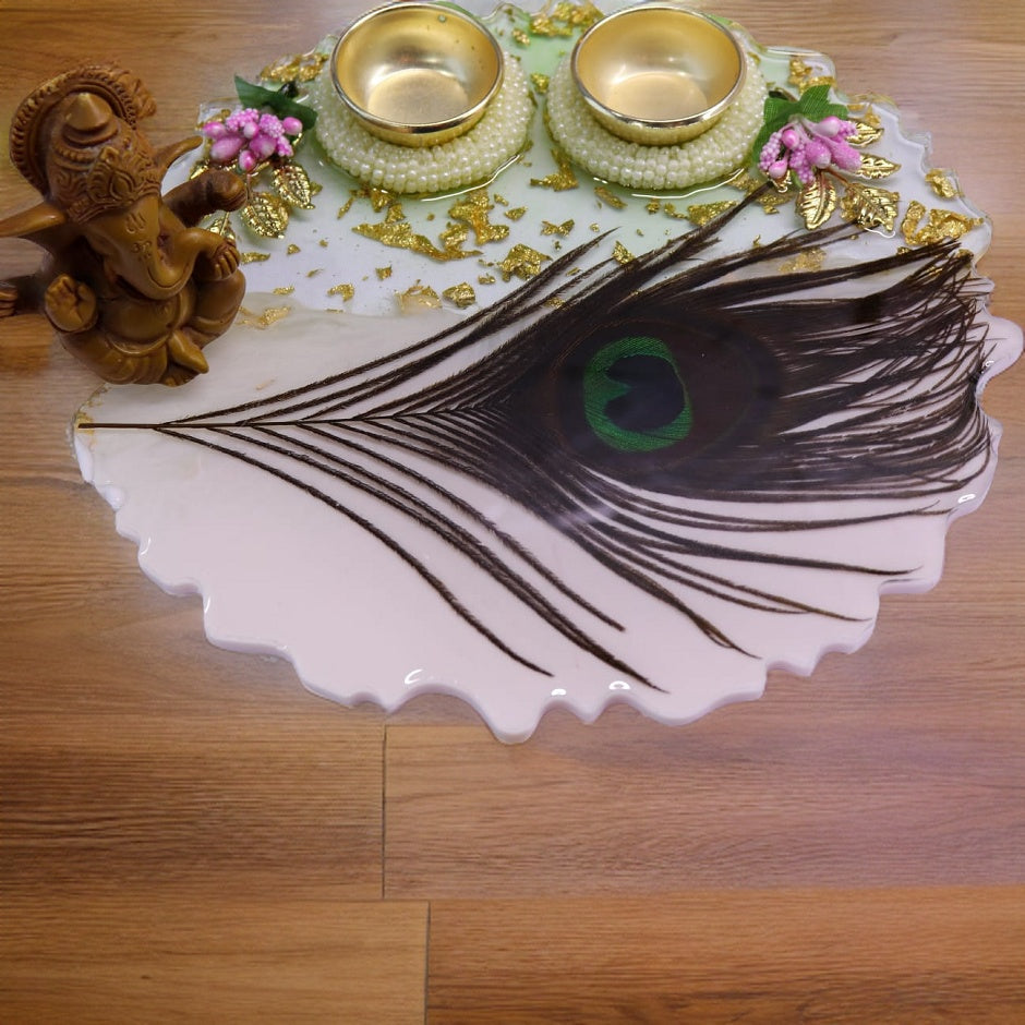 Resin Pooja Plate - Mor Pankh