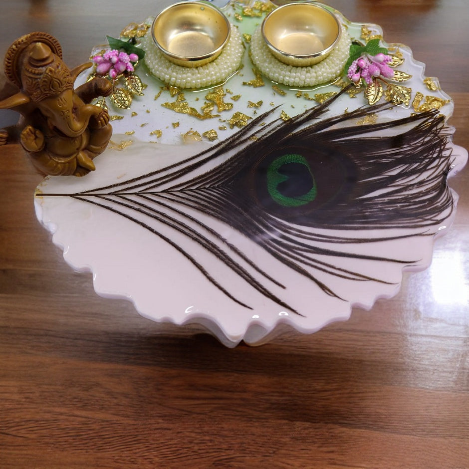 Resin Pooja Plate - Mor Pankh