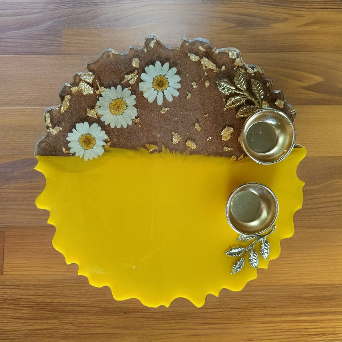 Resin Pooja Plate - Yellow