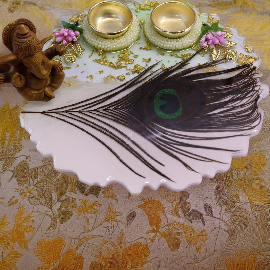 Resin Pooja Plate - Mor Pankh