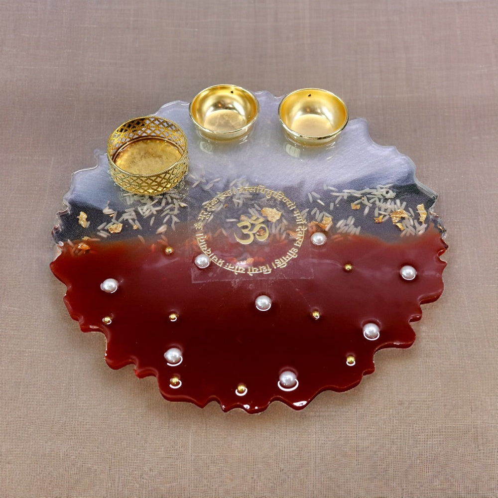 Resin Pooja Plate - Sindoor