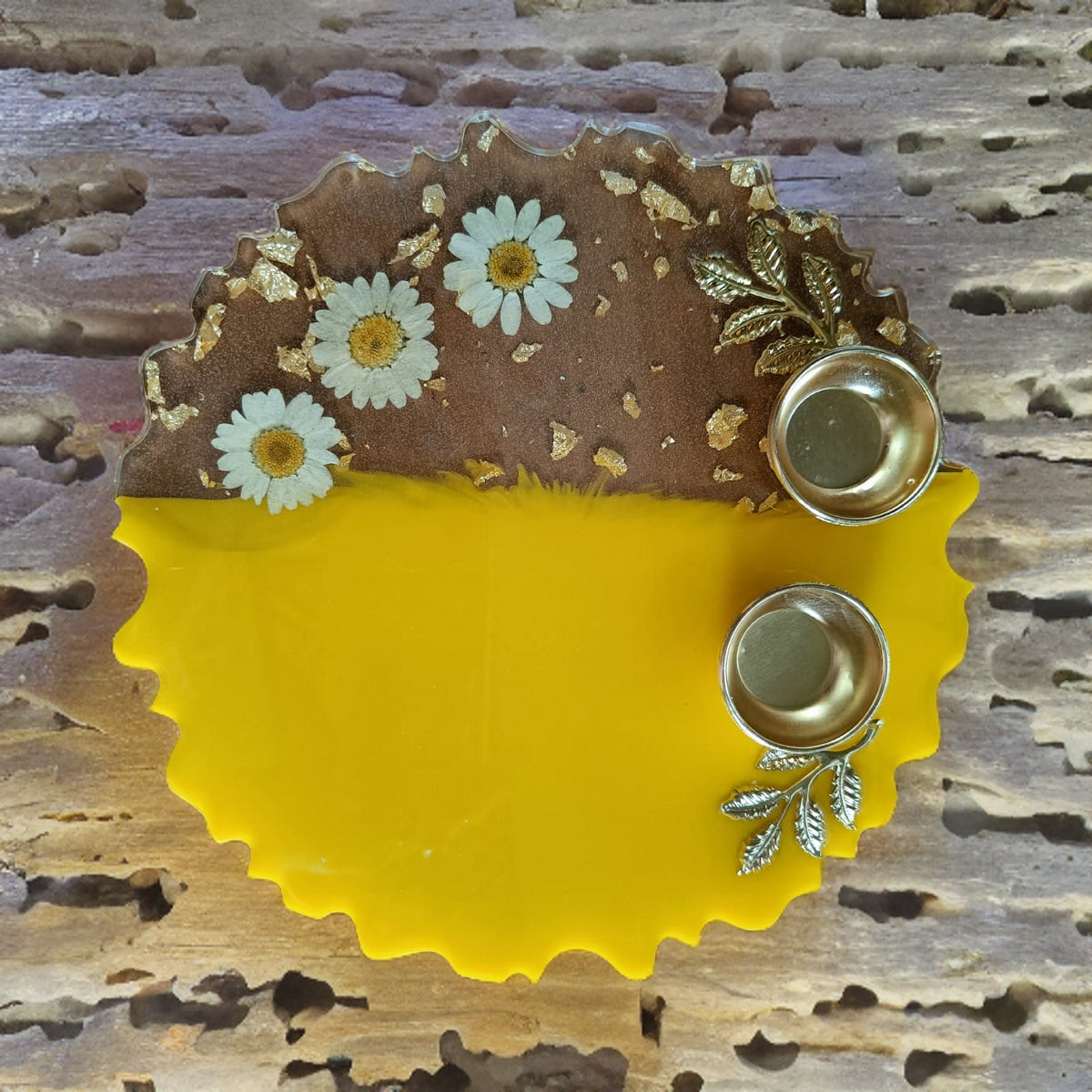 Resin Pooja Plate - Yellow