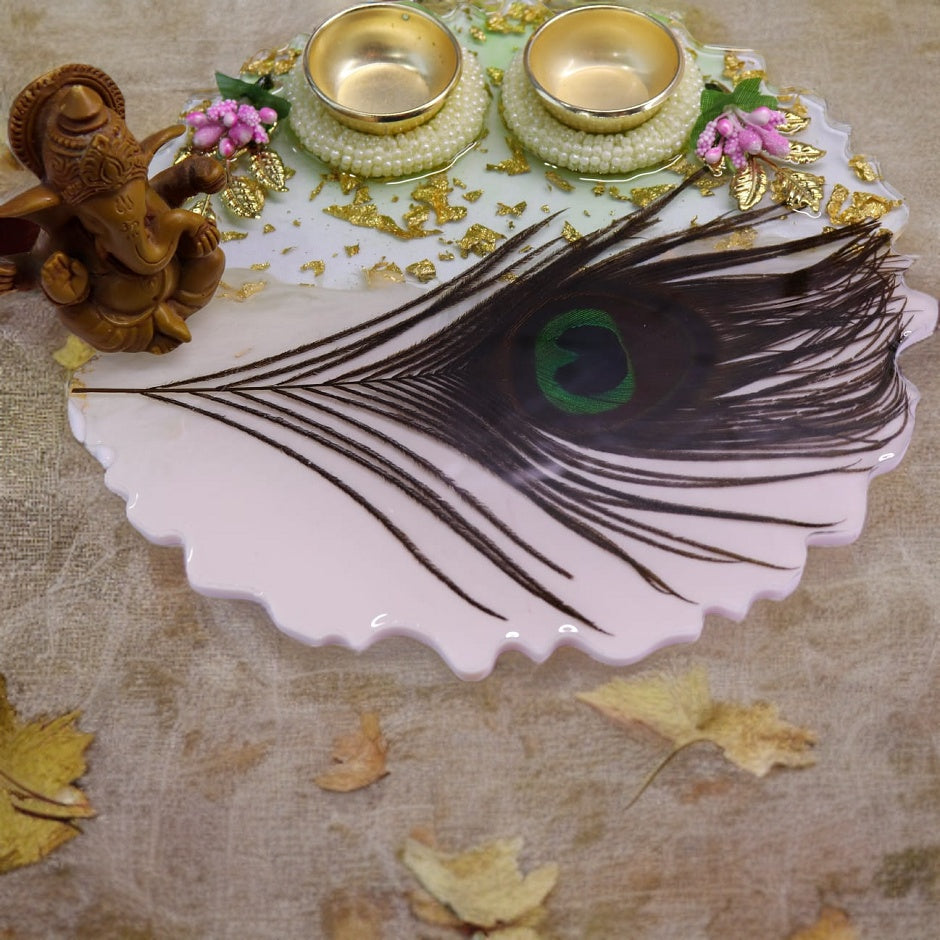 Resin Pooja Plate - Mor Pankh