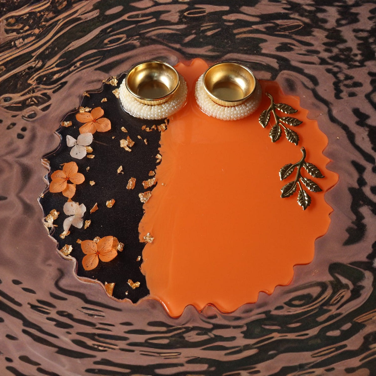 Resin Pooja Plate - Orange