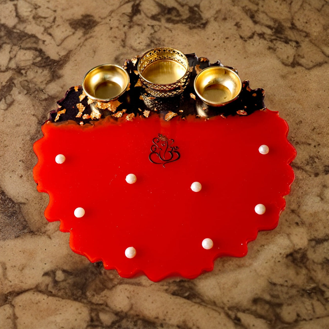 Resin Pooja Plate - Red