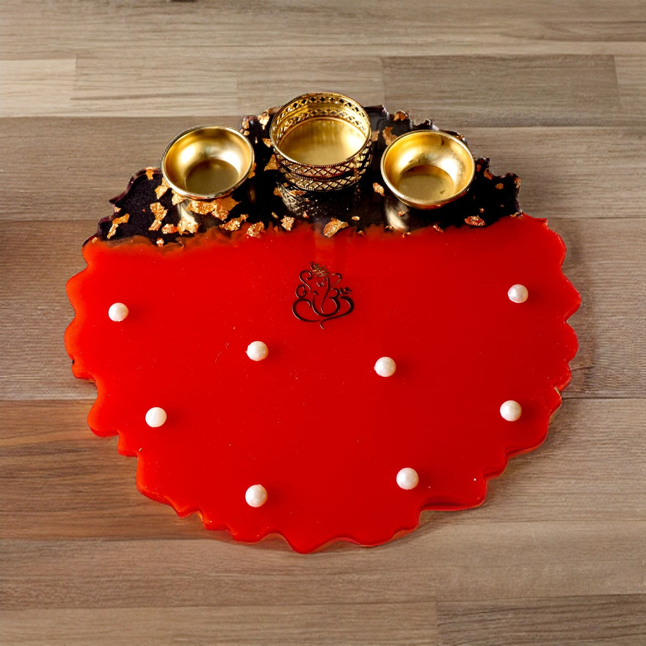 Resin Pooja Plate - Red